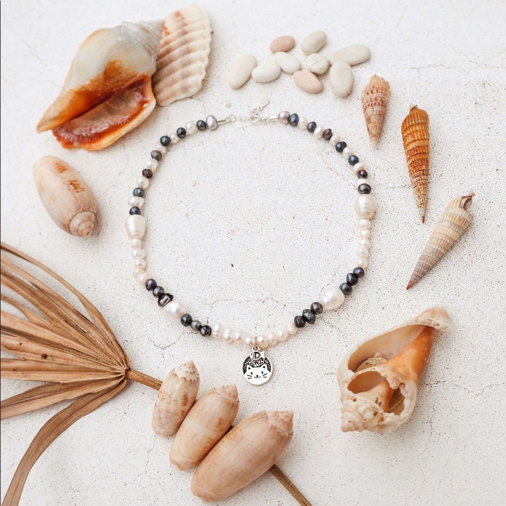 🐚 Hello Cat - Silver 925 -Pearl Beaty necklace- size 3-6 years 🐚